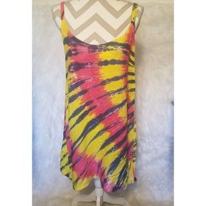 OK Mike Tank Dress Tie Dye One Size 80s 90s Beach Cover Up